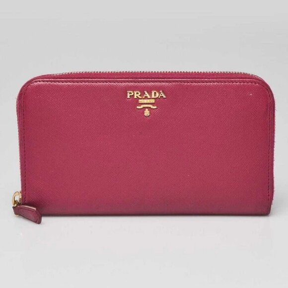 Prada Dark Pink Saffiano Leather Zip Wallet - Picture 1 of 10